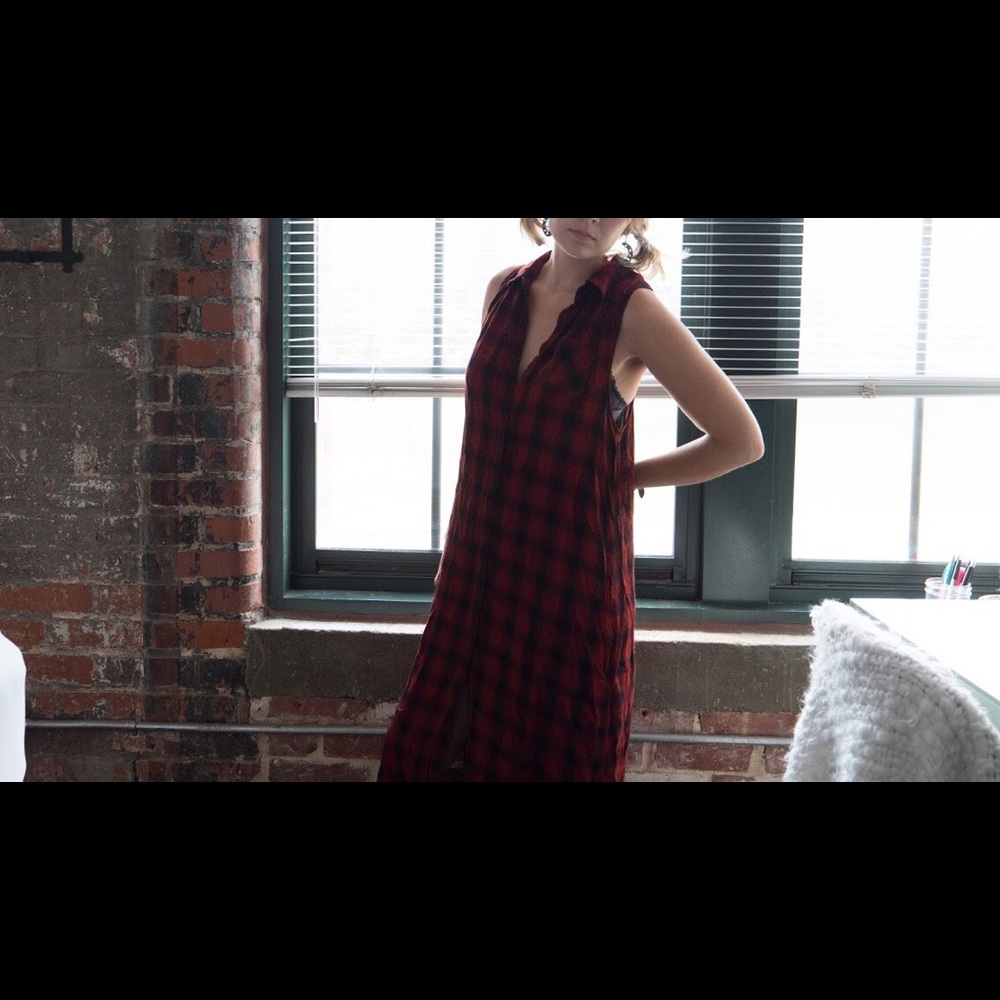 Plaid high low dress